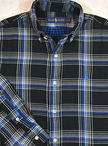 Ralph Lauren Flannel Shirt Black Blue Plaid Lined Button-Front S Small NWT $115 - Picture 1 of 5