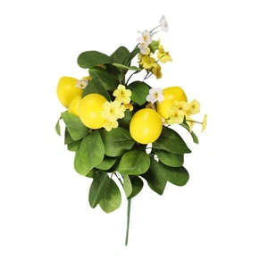  Artificial Lemon Plants Branches Faux Leaves Stems Kitchen Decor Decoration - Picture 1 of 12