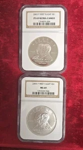 2003-P $1 Proof & Uncirculated First Flight Commemorative Coins NGC PF-69 MS-69 - Picture 1 of 9