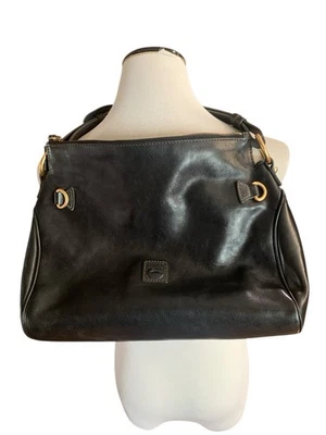 Dooney & Bourke Florentine Smooth Leather Hobo Black Shoulder Bag Tote - Image 1 of 4