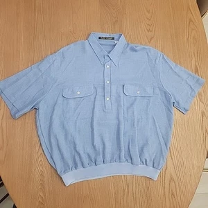 Vintage Alan Stuart Shirt Mens 2XL Blue Pullover Polo Double Pocket Short Sleeve - Picture 1 of 8