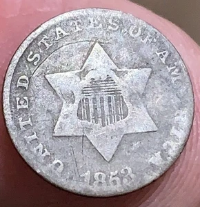 1853 Three Cent Silver 'Trime' nice original FINE condition (slight scratch) - Picture 1 of 7