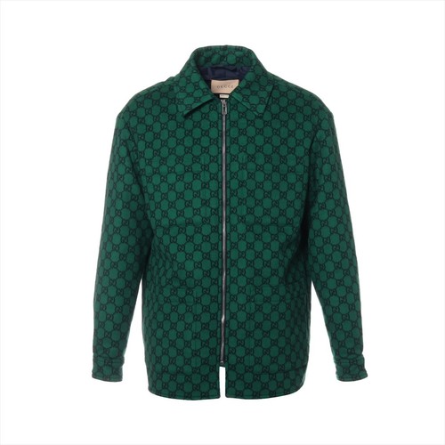 Gucci GG giacca lana e nylon 44 uomo verde x navy 770330 con gancio flanella s