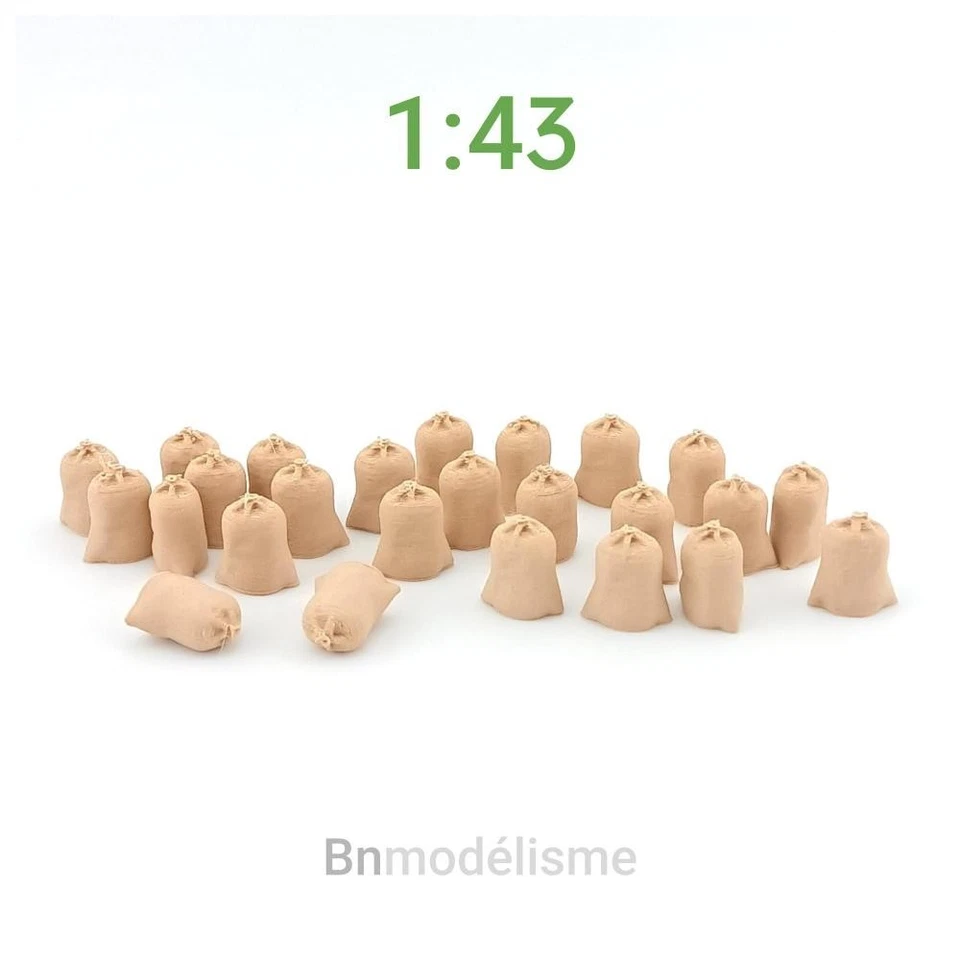 Lot 25 Sacs 1/43 Aspect Jute Noué - Décor Marchandise Entrepôt Modélisme Diorama - Imagen 1 de 1