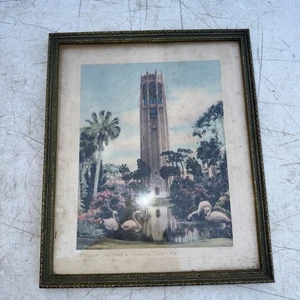 1920s Bok Singing Tower Florida Framed Antique Hand Colored. Signed By Author - Picture 1 of 9