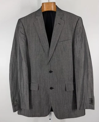 Chaqueta Blazer John Varvatos Star EE. UU. Hombres 40L Gris Espiga Pico Solapa Lino Foto 1 de 4