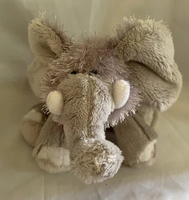 Lil'kinz  Elephant 8" Long Plush Light Gray Hairy Look # HS 007 No Code - Image 1 of 4