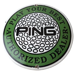 Vintage Ping Golf Sign - Play Your Best Golfing Dealer Porcelain Gas Pump Sign - Picture 1 of 14