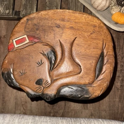 Sleeping Dog Wooden Child Stool for Toddlers Children's - Image 1 of 4