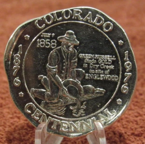 1976 Colorado Centennial Doubloon 1 Feinunze .999 Silbermedaille Hayleybug Münze - Bild 1 von 2