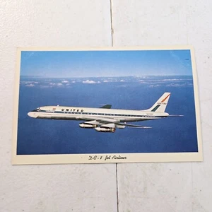 Postal de avión de pasajeros Curteich United Airlines DC-8 de colección sin publicar - Imagen 1 de 2