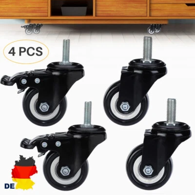 4 Stk Möbel Lenkrollen Transportrollen - Tischrollen 2x mit und 2x ohne Bremse - Bild 1 von 4