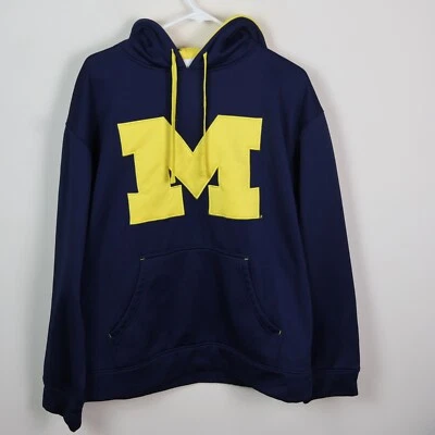 Michigan Wolverines Sweatshirt Mens Large Blue Majestic Section 101 Fleece Hoody - Image 1 of 4