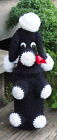 Vintage Novelty Hand crafted Crocheted Black & White Poodle Dog Bottle Cover