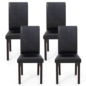 Upholstered Dining Chairs Set of 4 w/Solid Rubber Wood Legs Modern Armless - Picture 1 of 8