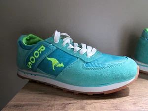 Vintage Kangaroos Roos green teal leather lace ZIP POCKET Sneaker Shoes Size 7.5 - Picture 1 of 13