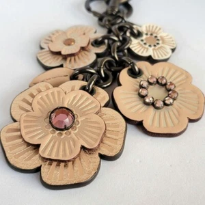 COACH Tea Rose Charm Flower Leather Bag Accessory Pink from Japan Used NO BOX FS - Picture 1 of 10
