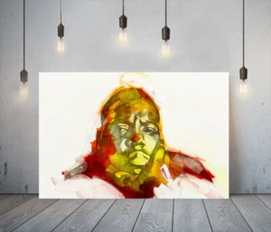 BIGGIE SMALLS -DEEP FRAMED CANVAS WALL SKETCH ART PICTURE PAPER PRINT- YELLOW - Picture 1 of 17