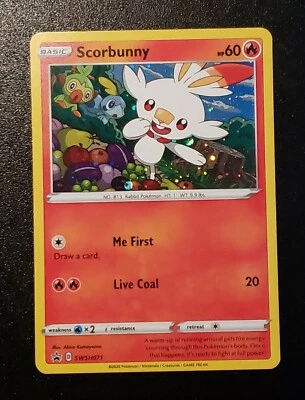 Scorbunny SWSH071 Black Star Promo Sword and Shield Holo Pokemon Card CLEAN - Image 1 of 2