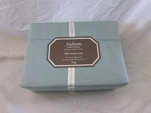 4 pc Andiamo Wrinkle Resistant Teal 300 TC King Sheet Set NIP - Picture 1 of 6