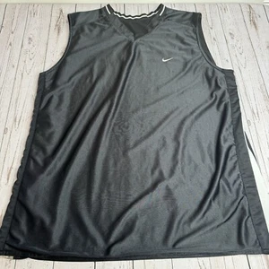 Vintage Nike Jersey Men Large Black Tank Top Satin Embroidered Swoosh Basketball - Picture 1 of 9