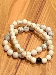 Two Handmade Howlite Stone Bracelets - Picture 1 of 4