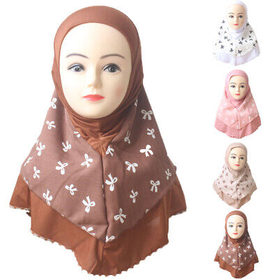 Bambine Musulmano Hijab Islamico BERRETTI ARABI Sciarpa Scialli Bambini Burqa Araba • 10.91€