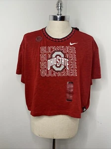 New Nike Womens OSU Ohio State Buckeyes Crop Top Shirt Size XXL Red 2X Dri-Fit - Picture 1 of 9