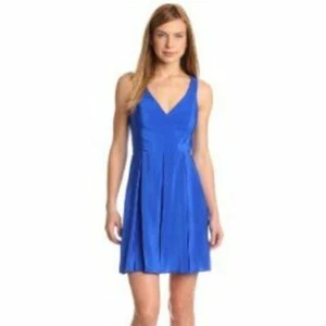 Amanda Uprichard Gabby Pleated Silk Sleeveless Navy Blue Dress Womens Size Small - Picture 1 of 12