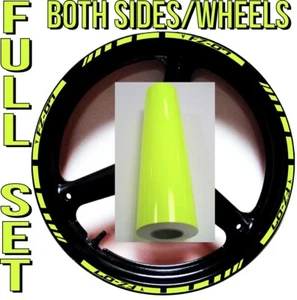 FLUORESCENT NEON YELLOW GP RIM STRIPES WHEEL DECALS TAPE STICKERS - YAMAHA FZ-07 - Picture 1 of 2