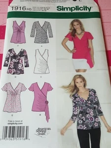 Simplicity Pattern 1916 Strickpullover Tops Bluse gekräuselt Größen 6 8 10 12 14 FF - Bild 1 von 7