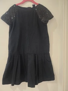 Gap Kids Size 10 (L) Black Dress with Pleated Skirt with Sequin Short Sleeves - Picture 1 of 4