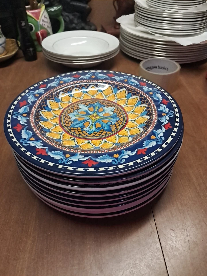 9 platos de ensalada de melamina al aire libre WILLIAMS SONOMA Sicilia 8 5/8" usados en excelente estado+  Foto 1 de 4
