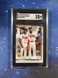 2019 Topps Opening Day #DP-19 Ronald Acuna Jr mit Albies Dugout Peeks SSP SGC 10 - Bild 1 von 2