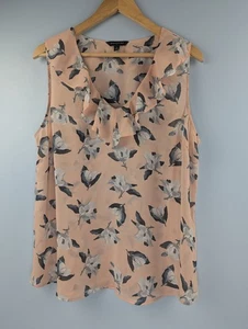 Banana Republic Women’s Peach Pink Floral V Neck Ruffle Top – Large  - Picture 1 of 8