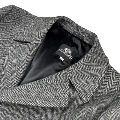 Stafford Men’s Wool Blend 3-Button Overcoat Gray Herringbone • USA • 42L US - Image 1 of 4