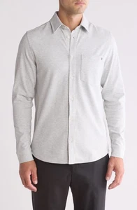 Ted Baker MMA - Leyland Stretch Baumwoll Jersey Shirt Grau Größe M 150 $ Neu - Bild 1 von 5