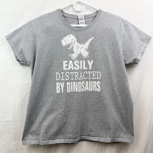 Camiseta T-Rex Easy Distract By Dinosaurs Mujer XL Gris Gildan Ultra Algodón - Imagen 1 de 7