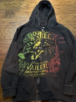 Sudadera con Capucha Y2K Bob Marley Zion Cremallera Completa Talla Mediana Negra Rasta Foto 1 de 4