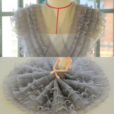 5 Capas Encaje Volantes Bordes Niveles Plisado Malla Borde Volantes Cinta de Costura Artesanal Foto 1 de 4