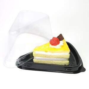 Triangular Cheese Cake Slice Container Clear Pod with Black Base BPA Smell Free