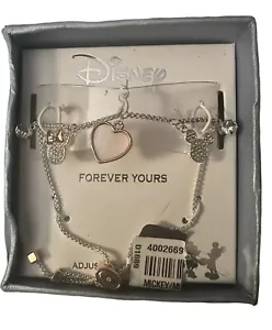 Disney Minnie Mickey Mouse Forever Yours Charms Pulsera Plata Fina Oro Rosa - Imagen 1 de 1