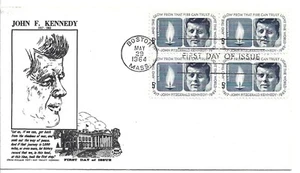 MAY 29, 1964, J.F.K., BLOCK OF 4, T.REVCO CACHET - Picture 1 of 1