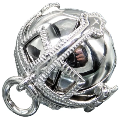 silver eastern star masonic orb ball 925 sterling silver fob opening charm new - Image 1 of 4