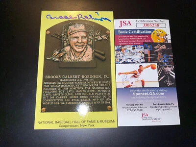 BROOKS ROBINSON SIGNED HALL OF FAME PLAQUE BASEBALL ORIOLES GOLD GLOVE JSA 5 - Image 1 of 2