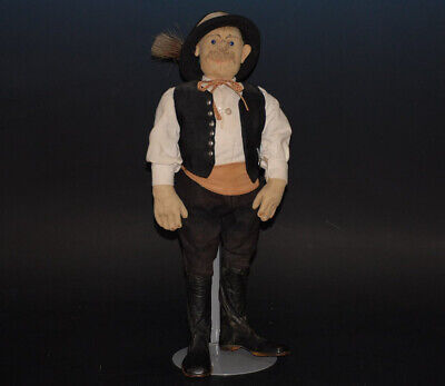 Steiff Figur Puppe Bauer * Mit Knopf, Glasaugen & Lederstiefeln H. 48 Cm * 1915 • 1€