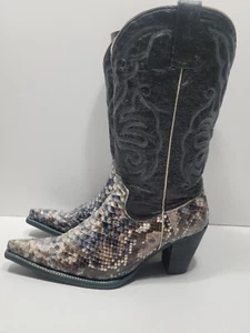 Exotic Siete leguas women's python skin Pionted Toe boots Size 9 5 - Picture 1 of 18
