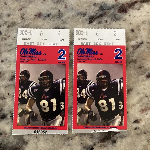 2- 2004 Ole Miss Rebels vs Vanderbilt Football tickets￼ tickets￼ Cover