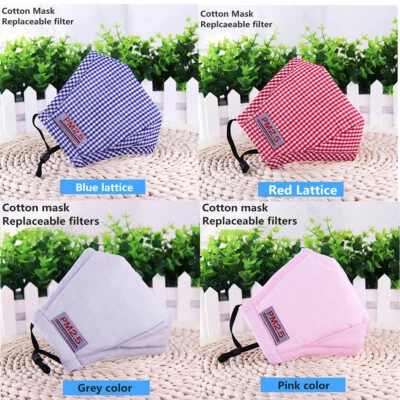 Reusable Cotton Face Mouth Mask Adult with Filters Pocket and 2 PCS Filters - Image 1 of 4