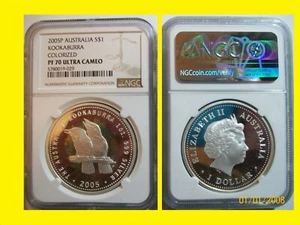 2005 Australia Kookaburra colorized NGC proof pf 70 uc 1 oz Silver rare POP 15 - Picture 1 of 1